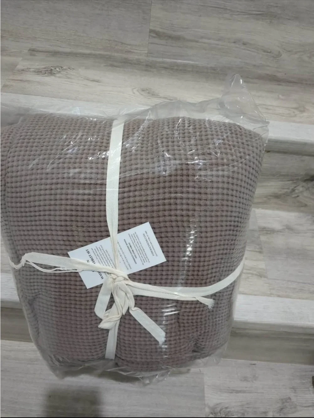 EverGrace 100% Cotton Waffle Coverlet Set, Queen Size, Truffle Taupe Brown